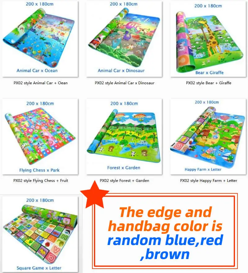 200*180 см детский коврик для ползания двухсторонний обучающий алфавит с животными