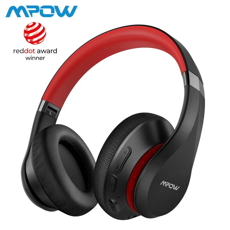 Black with Red Mpow H20 059 обновленная версия Bluetooth 5,0 30h время воспроизведения Hi-Fi глубокий бас беспроводные наушники CVC 8,0 микрофон для смартфонов - Цвет: Black with Red