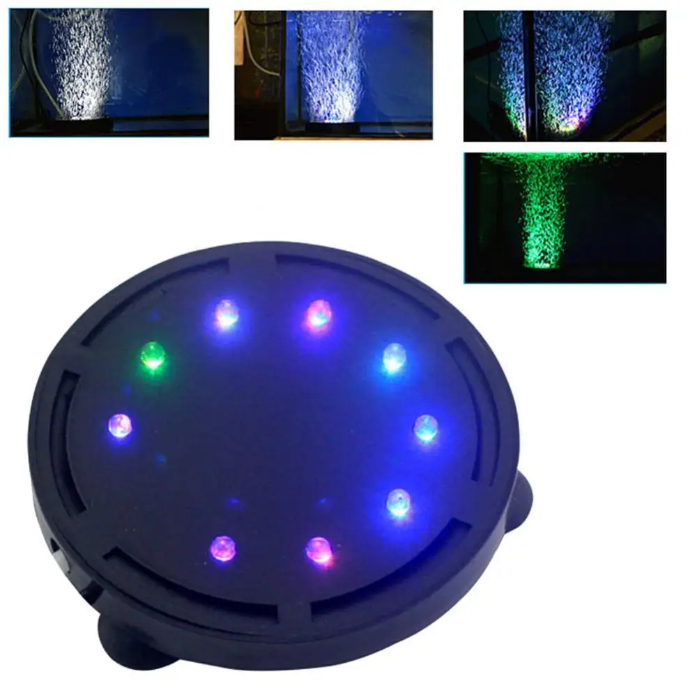 

Aquarium Lamp Decor Lamp LED Fish Tank Colorful Aquarium Decor with Oxygen Bubbles Dark Glow Underwater RGB Oxygen Bubble Round