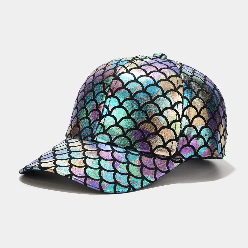 

Cool Fish Scales Baseball Cap for Women Men Fashion Laser Glitter Hip Hop Caps Classical Dome Visor Hat ZZ-273