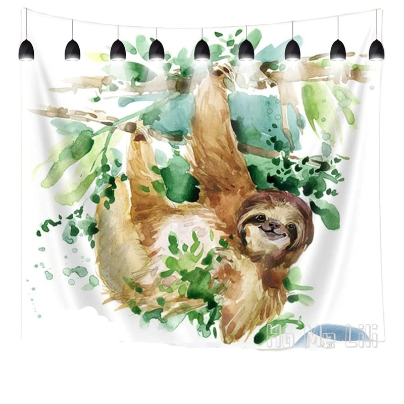 

Watercolor Sloth By Ho Me Lili Tapestry On Trees Cute Animal For Kids Wall Hangings Bedroom Living Room Dorm Blanket Art Decor
