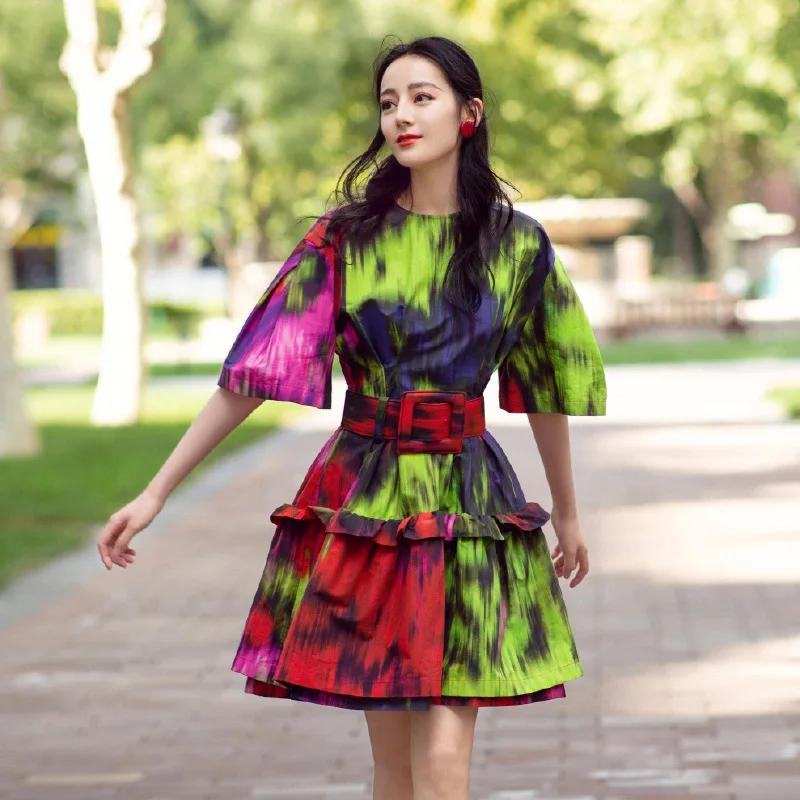 

New wind camouflage printed aristocratic temperament evening dress female party dress