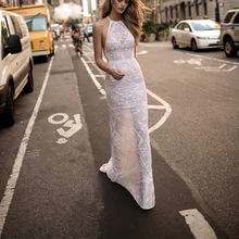 Vestido largo blanco bordado con espalda descubierta para mujer, traje Sexy informal de Lolita, ropa de otoño e invierno (3)