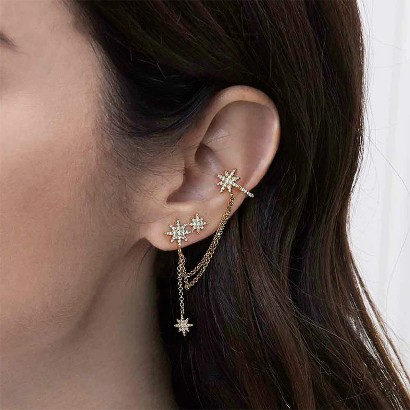 1 шт. модные серьги-подвески в форме звезды с кисточками серьги-манжеты для женщин