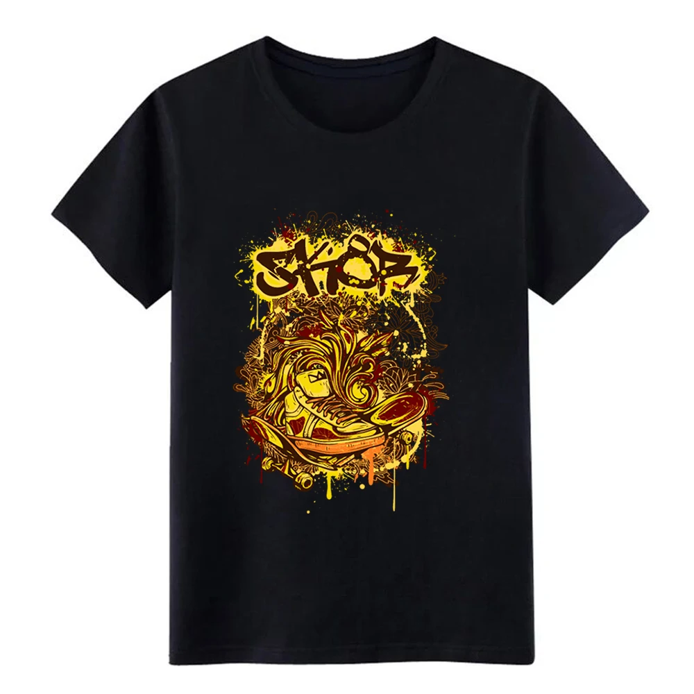 Для Мужчин's гнилые на балл граффити дизайн скейтборд футболка