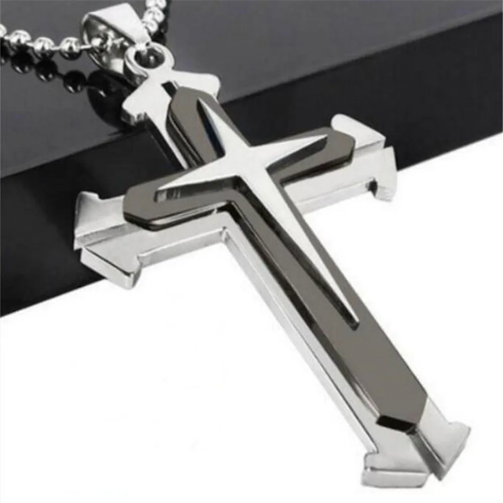 

Popular Simple Multi-Layer With Zircon Cross Men's Necklace Pendant Star Three-Layer Necklace Hip Hop Accessories Gift Wholesale