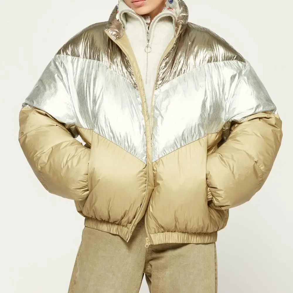 

Женский зимний теплый пуховик с длинным рукавом, Новая модная женская повседневная куртка в стиле пэчворк