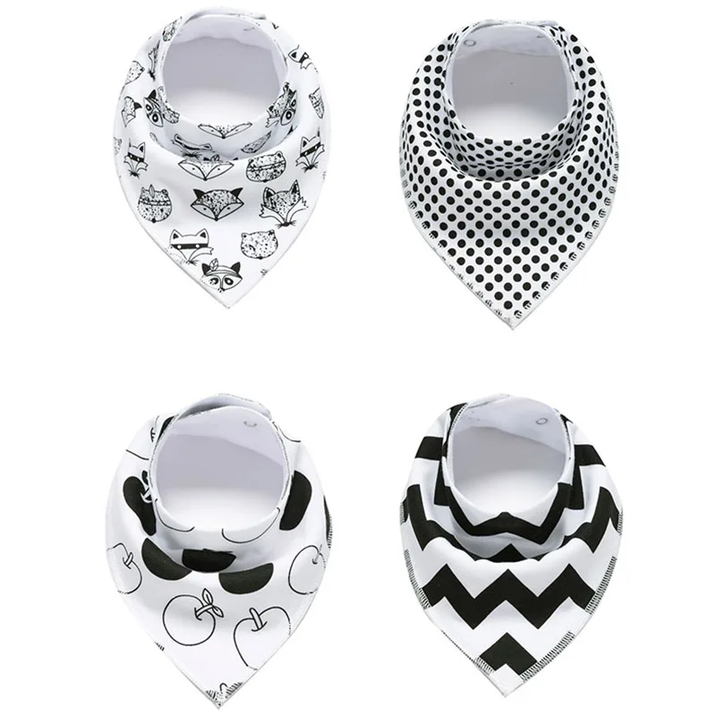 4Pcs/Lot New Baby Bibs Bandana Infant Burp Cloths Print Baberos Bebes Absorbent Soft Towel For Boys Girls Accessories | Мать и ребенок