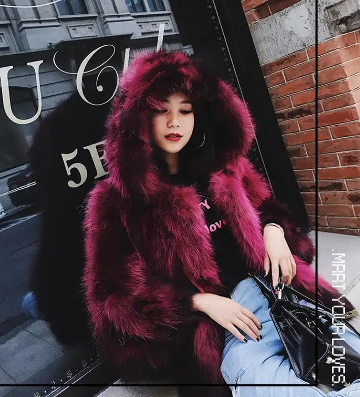 Женское пальто с капюшоном из натурального чистого 100% натуральный мех лисы