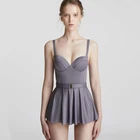 Однотонный купальник с запахом на груди, с мягкими чашечками, моникини, сексуальная пляжная юбка с пуш-ап, женский спортивный цельный купальный костюм с ремнем