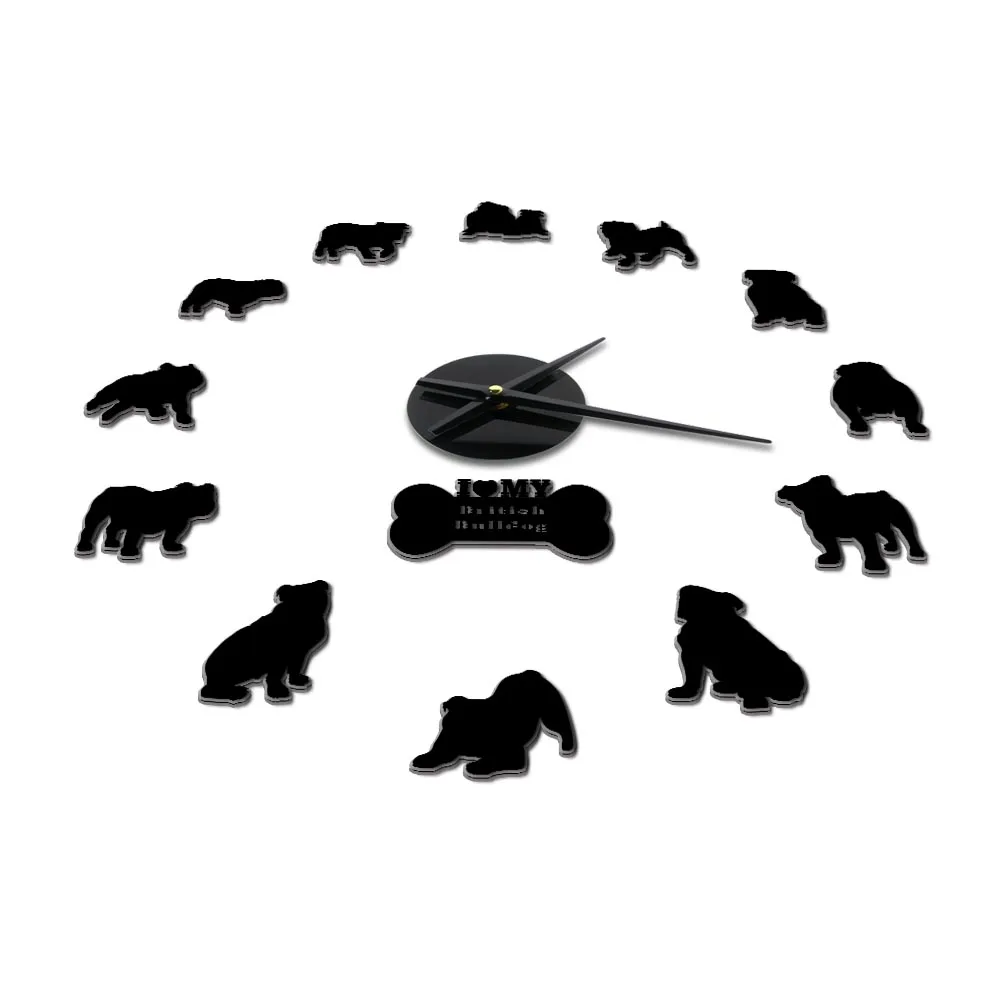 Большой английский Бульдог негабаритных DIY настенные часы настенная живопись