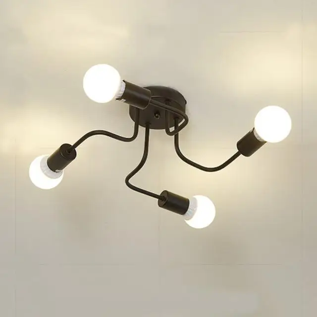 4 Heads Vintage Loft Nordic Wrought Iron Ceiling Lights Lamp for Living Room Bedroom Retro lampara techo | Лампы и освещение