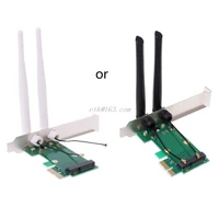 wireless network card wifi mini pci e express to pci e adapter 2 antenna external pc