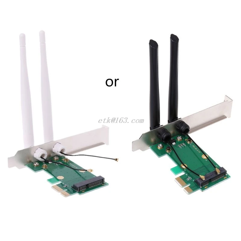 Беспроводная сетевая карта Wi Fi Mini PCI E Express к адаптеру 2 антенны Внешний ПК|Сетевые