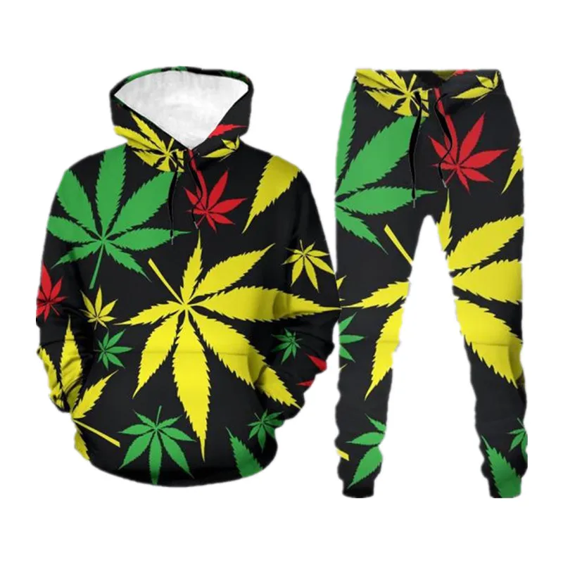 

Casual Sports Couples Suit Harajuku 3D printing The New pullover Long Sleeve Suits Men and Women Autumn and Winter Sports Set