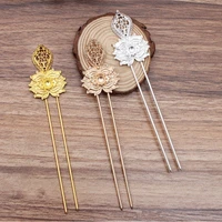 1pc 34x51mm handicrafts flower type copper hair forks sticks hair pin hairpin hair wear findings diy vintage jewelry accessories