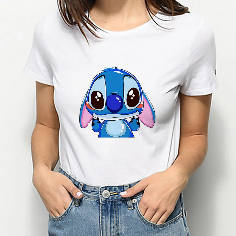 

Disney Lilo Stitch Women's T-shirts Summer Top Best Friends Forever Tshirt Ulzzang Fashion Family Look 90s Ropa Tumblr Mujer