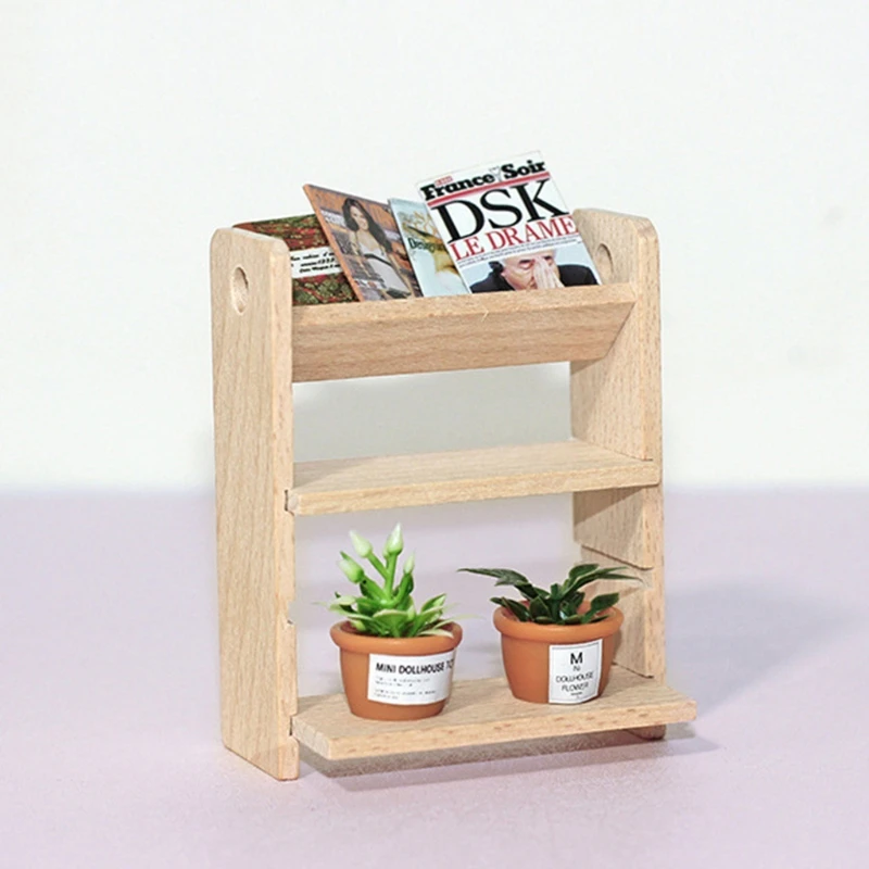 

1/12 Mini Dollhouse Miniature Furniture Bookshelf Storage Display Rack DIY Model