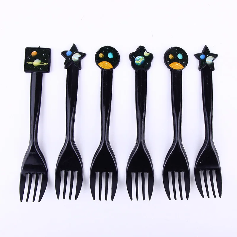 Fork-6pcs Вечерние украшения для дня рождения товары для вечеринок космическая планета вечерние украшения для мероприятий вечерние украшения для детей - Цвет: Fork-6pcs