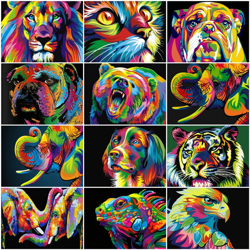 AZQSD краска по номерам на холсте животное нерамка уникальный подарок DIY картины