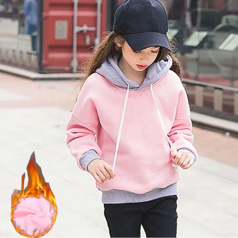 

Girls Sweatshirt Kids Hoodies Autumn Winter Fleece Thick Girls Clothes Sport Sweater Children Costume Teenage Girls Outfits 10T