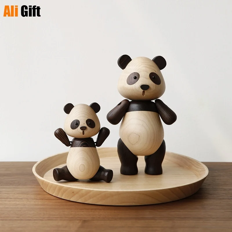 

Home Decoration Cute Panda Animal Accessories Creative Handicraft Wooden Toys Office Desktop Miniatures Christmas Figurine Gift