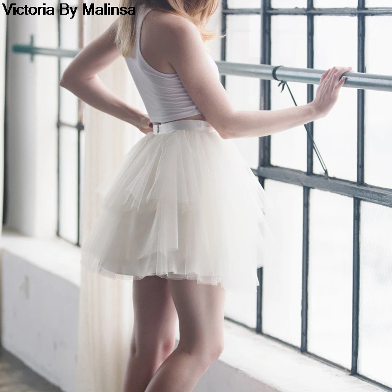 Модная женская белая мини Тюлевая юбка фея черная секретная Сая вуаль Пышная