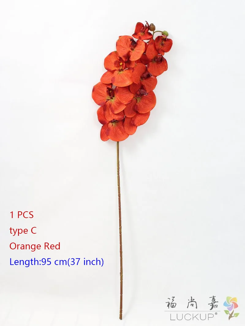 type C Orange red 1 стволовых Шелковый Искусственный цветок Мотылек Орхидея Бабочка Орхидея для дом свадебное праздничное украшение 6 видов 12 Цветов F152 - Цвет: type C Orange red