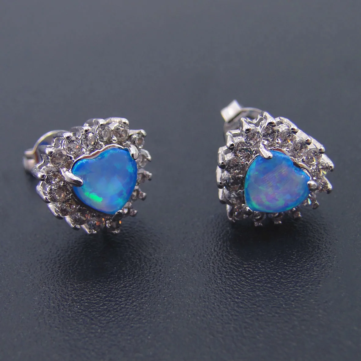 Beautiful Opal Earrings For Girls Brass Blue heart-shaped Opal Earrings  Jewelry Earrings For Women