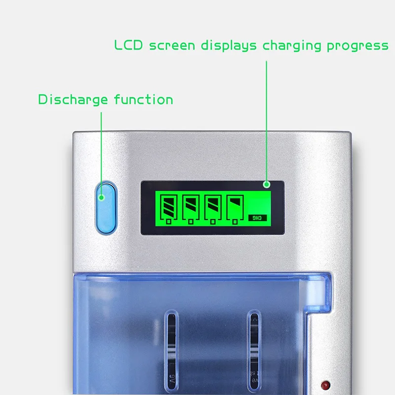 Умное зарядное устройство для AA AAA C D 9 V аккумуляторная батарея с 4 шт 10000 MAh US