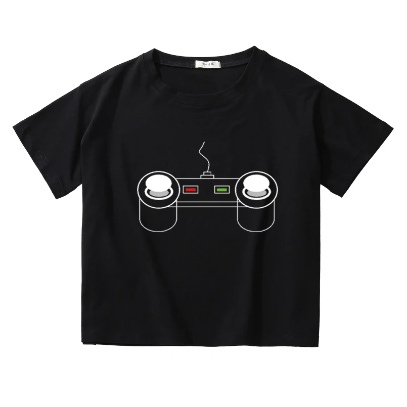 

game player Game handle funny crop top women Graphic gamer hip hop women's shortT-shirts Harajuku cotton crop tops women clothes