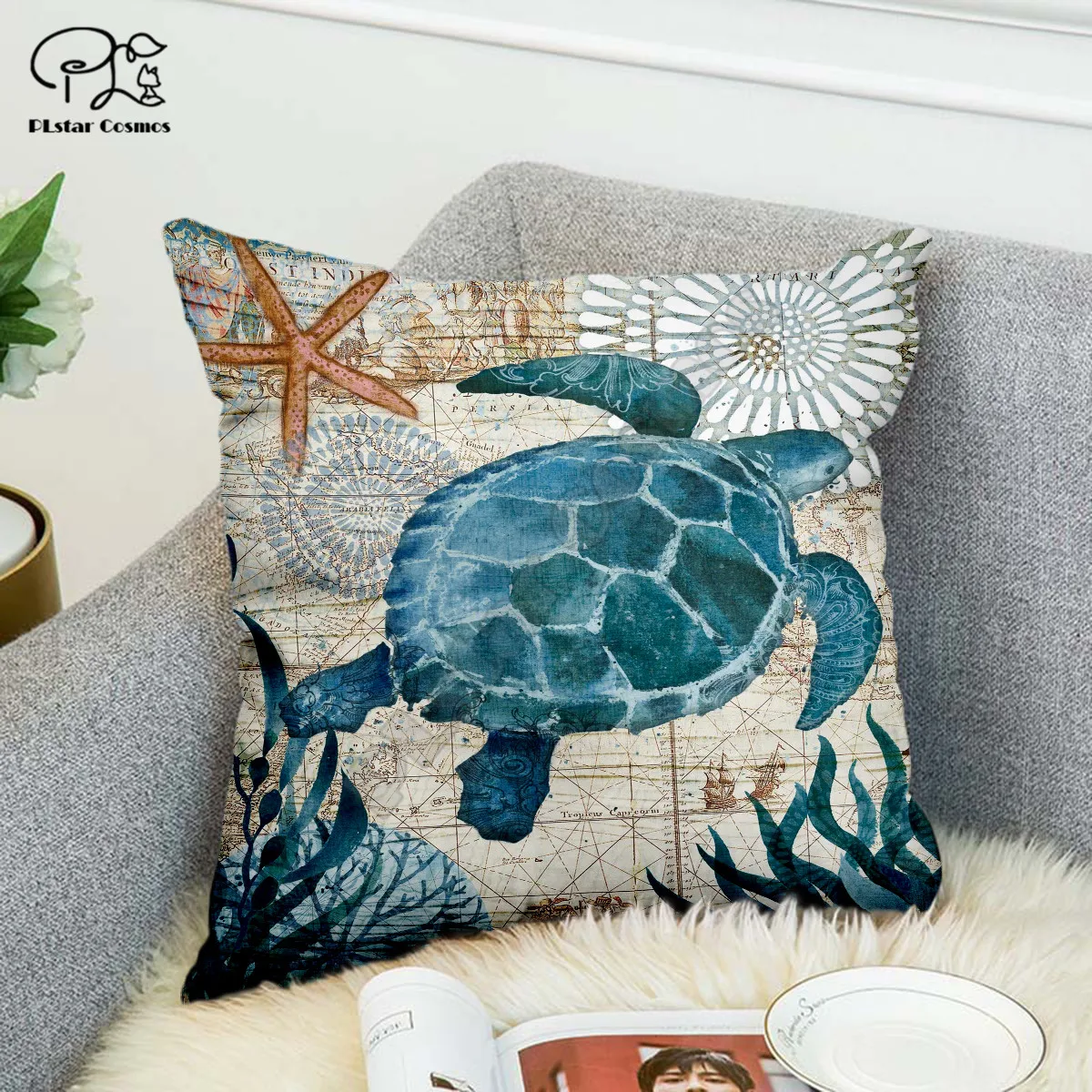 

Marine life3D printed Polyester Decorative Pillowcases Throw Pillow Cover Square Zipper Pillow cases style-3