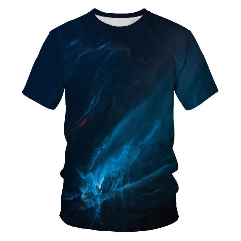 

New 2021 popular men's cotton leisure sports short sleeve universe star map women's fashion summer T-shirt 3D printing