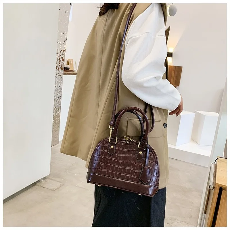

Luxury Fashion Women Crossbody Bag Crocodile Leather Shell Bags Ins Hot Sales Mini Shoulder Handbag Fashion Lady Tote Purse