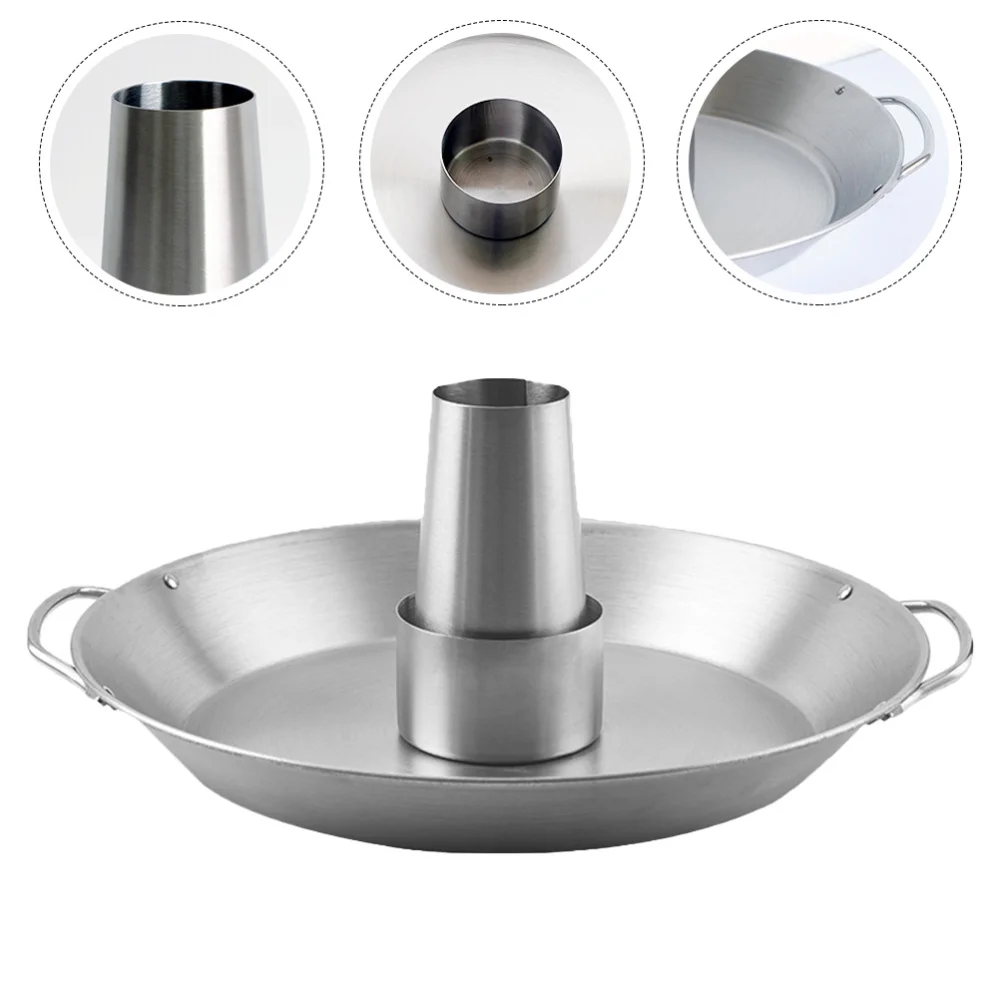 

Practical Grilled Chicken Holder Barbecue Rack Chicken Roaster Pan (Silver)