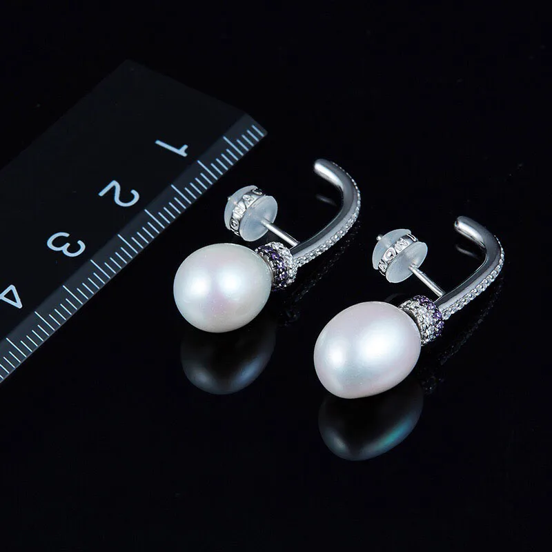 Женские серьги из серебра 925 пробы с натуральным пресноводным жемчугом |