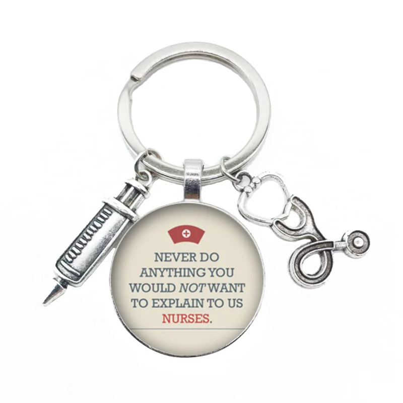 Брелок для медсестер с узором в виде сердца медицинский стетоскоп шприц