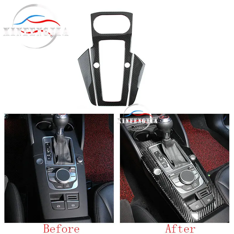 For Audi A3 15-17 3pcs Real Carbon Fiber Panel Center Gear Shift Frame Cover Trim | Автомобили и мотоциклы