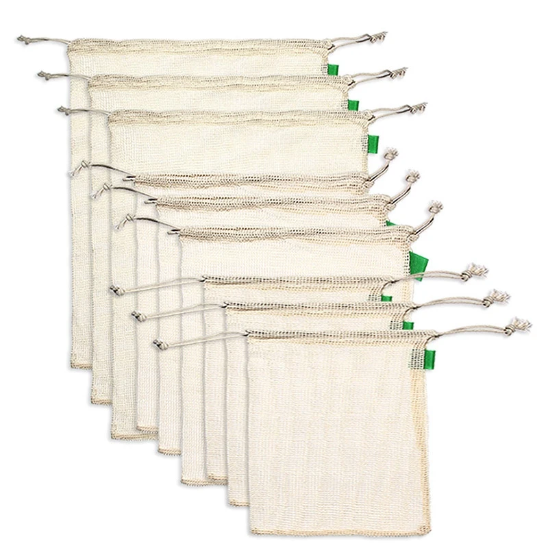 9 шт. пакеты для продуктов из органического хлопка|Сумки и корзины| |