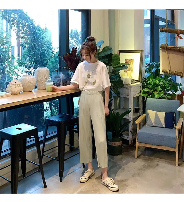 Женская футболка из двух предметов для студенток Новинка лета 2020 Корейская с