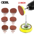 Набор шлифовальных дисков 10024060080010002000 Grits, 2 дюйма, 50 мм + петля, шлифовальный диск с хвостовиком 3 мм для полировки инструментов Dremel, 60 шт.