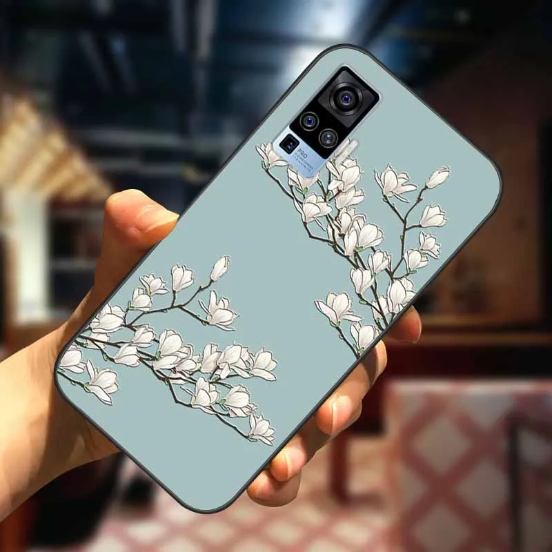 

For Vivo X51 5G Case 3D Blossom Emboss Silicone Phone Cover for Vivo X50 / X50 Pro 5G Cases Soft Relief for VIVOX51 X 50 5G Capa