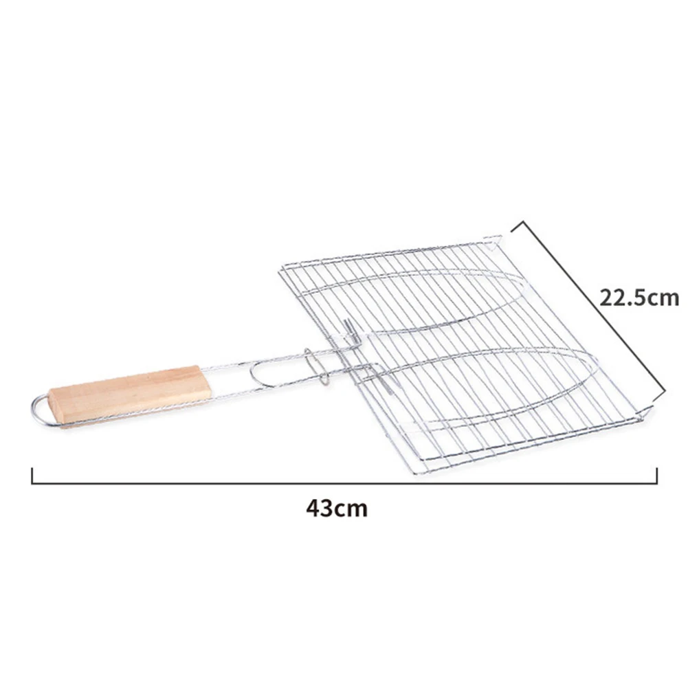 Grill Basket for BBQ Camping Charcoal Grilling Fish Vegetables Silver Steak Shrimp Iron wire Chops | Спорт и развлечения