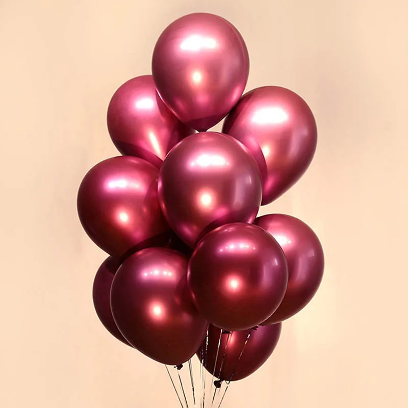 Red 10 шт. 12 дюймов новые хромированные шары из латекса цвета металлик Толстый металлический надувной Гелиевый шар для дня рождения декоративный воздушный шар - Цвет: Red