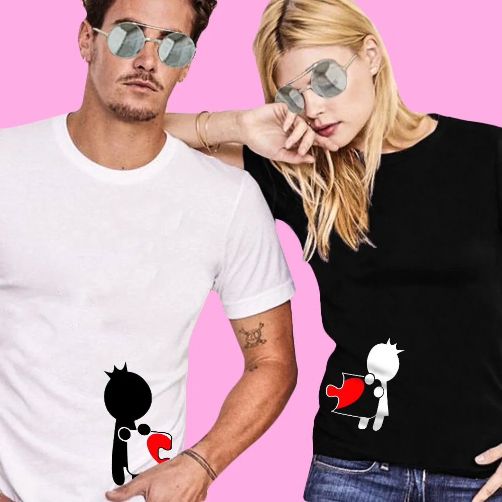 QIM 2019 модная Одинаковая одежда для пар красивая футболка с принтом женщин и