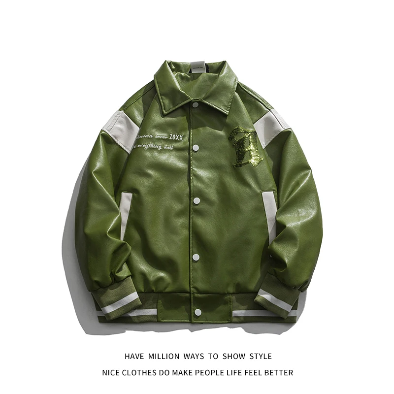 Куртка-бомбер мужская и женская из ПУ кожи с вышивкой | Мужская одежда