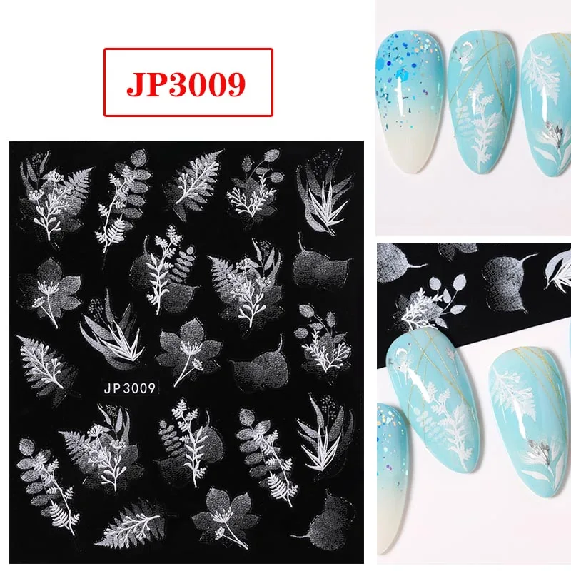 1 лист 5D белые кружевные цветочные наклейки для ногтей балет Геометрия бабочка