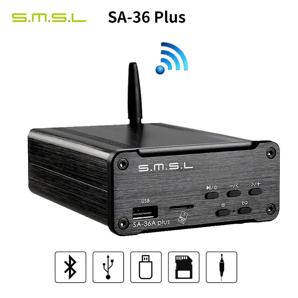 SMSL SA-36 усилитель мощности звука профессиональные HiFi Усилители Bluetooth аудио мини портативный автомобильный усилитель класса D
