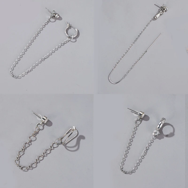 Серьги-подвески золотого и серебряного цвета Длинная кисточка цепочка для