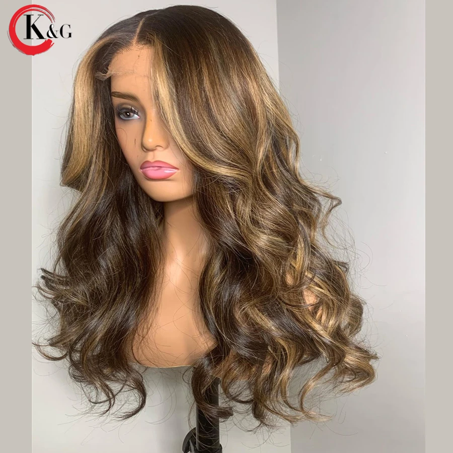 KUNGANG хайлайтер T часть кружевные парики волнистые человеческие волосы
